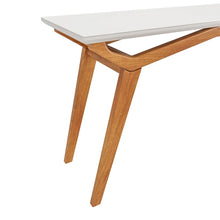 Carregar imagem no visualizador da galeria, Aparador com Vidro Viena pés em Madeira de Eucalipto, tampo e Vidro na cor Off-White