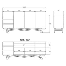 Carregar imagem no visualizador da galeria, Buffet Oasi com Vidro pés em Madeira de Eucalipto estrutura em MDF cor Off-White