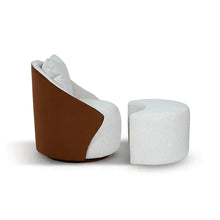 Carregar imagem no visualizador da galeria, Conjunto Poltrona Oasi Giratória com Almofada Solta e Pouft Meia-Lua