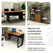 Carregar imagem no visualizador da galeria, Escrivaninha 135cm com Gaveteiro Suspenso 2 Gavetas Pés em Metal