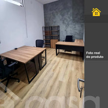 Carregar imagem no visualizador da galeria, Escrivaninha 135cm com Gaveteiro Suspenso 2 Gavetas Pés em Metal