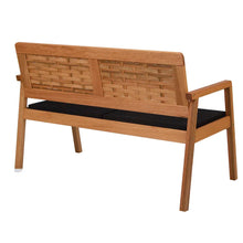 Carregar imagem no visualizador da galeria, Sofá 2 Lugares em Madeira de Eucalipto + Poltrona Natura Trançado em Madeira