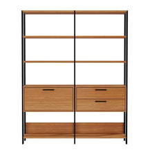 Carregar imagem no visualizador da galeria, Kit 02 Estantes Com Prateleiras Freijó com Preto