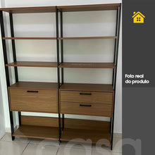 Carregar imagem no visualizador da galeria, Kit 02 Estantes Com Prateleiras Freijó com Preto