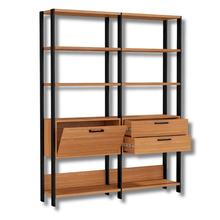 Carregar imagem no visualizador da galeria, Kit 02 Estantes Com Prateleiras Freijó com Preto
