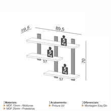 Carregar imagem no visualizador da galeria, Prateleira Nicho Suspensa Industrial Home Office
