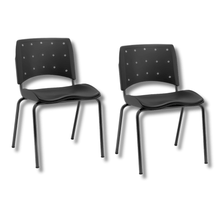 Carregar imagem no visualizador da galeria, Kit com 2 Cadeiras Fixas Ergonômicas para Escritório com Assento Estofado
