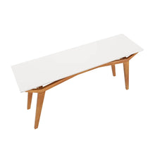 Carregar imagem no visualizador da galeria, Aparador com Vidro Viena pés em Madeira de Eucalipto, tampo e Vidro na cor Off-White
