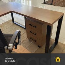 Carregar imagem no visualizador da galeria, Gaveteiro 3 Gavetas Industrial Freijó/Preto Fosco
