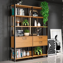 Carregar imagem no visualizador da galeria, Kit 02 Estantes Com Prateleiras Freijó com Preto
