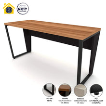 Carregar imagem no visualizador da galeria, Mesa Escrivaninha Industrial 1,50m Nogal com Preto Pés Metal
